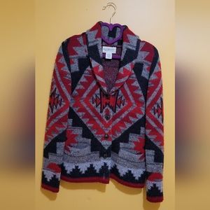 Aztec Navajo Southwestern Western Denim & Supply Ralph Lauren Red Gray Cardigan